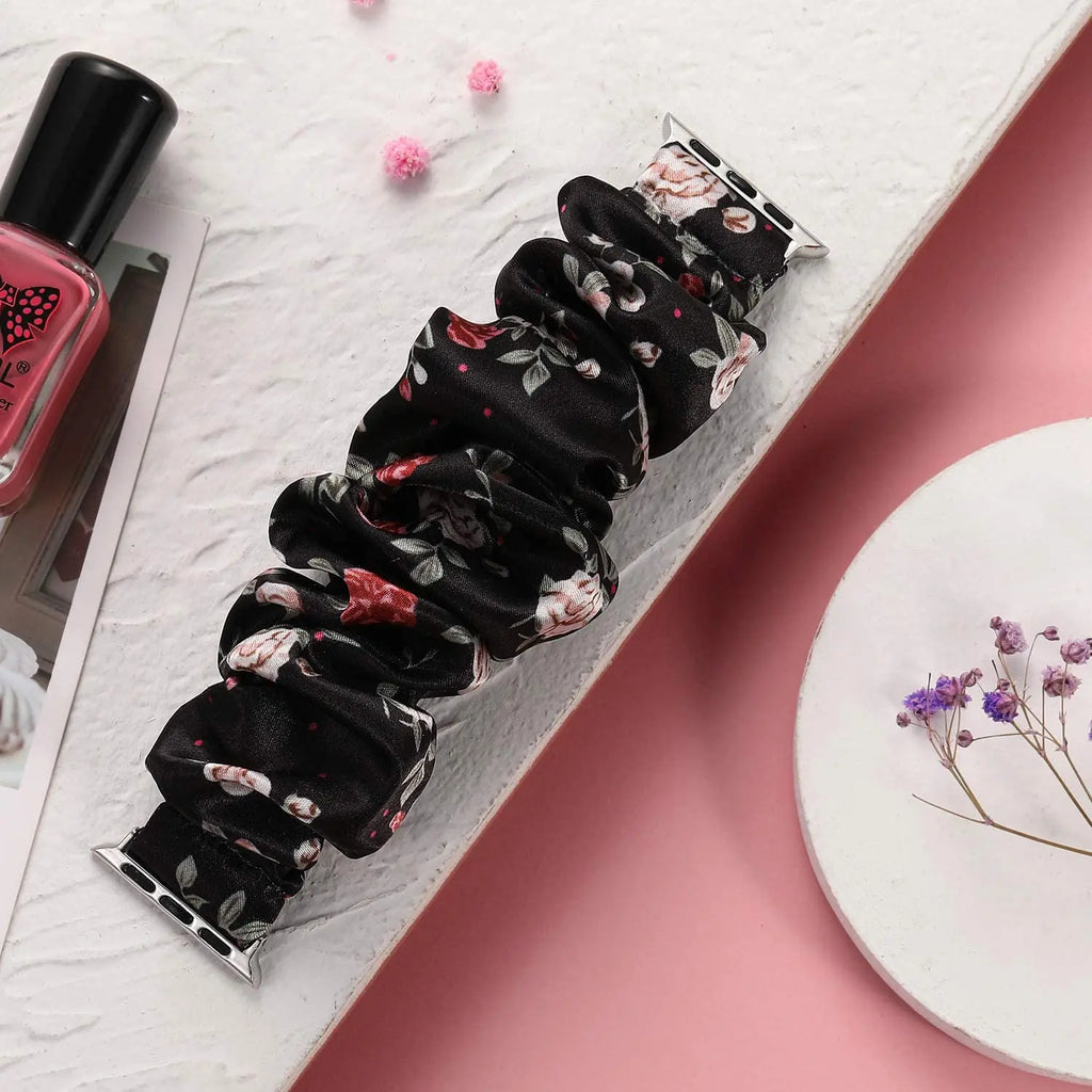 Scrunchie band for Apple Watch band 40mm 44mm 45mm 41mm 49mm 38mm 42mm Elastic Nylon Loop band Apple Watch Series 6 3 SE 7 8 Ultra