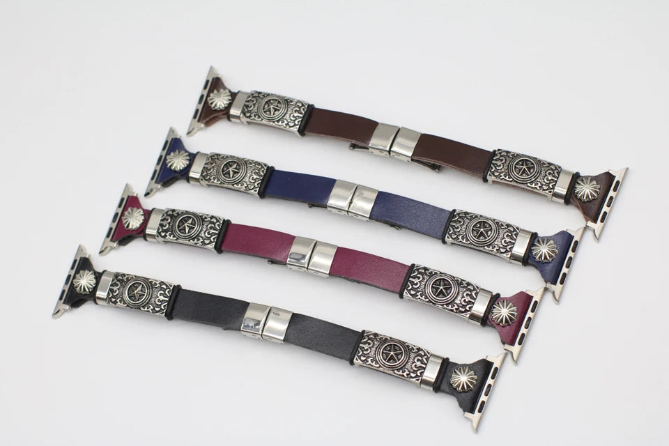 PU Lleather band for Apple Watch 8 7 6 SE 5 4 3 42mm 44mm 38mm 40mm Retro band Accessory for Apple Watch Replacement band