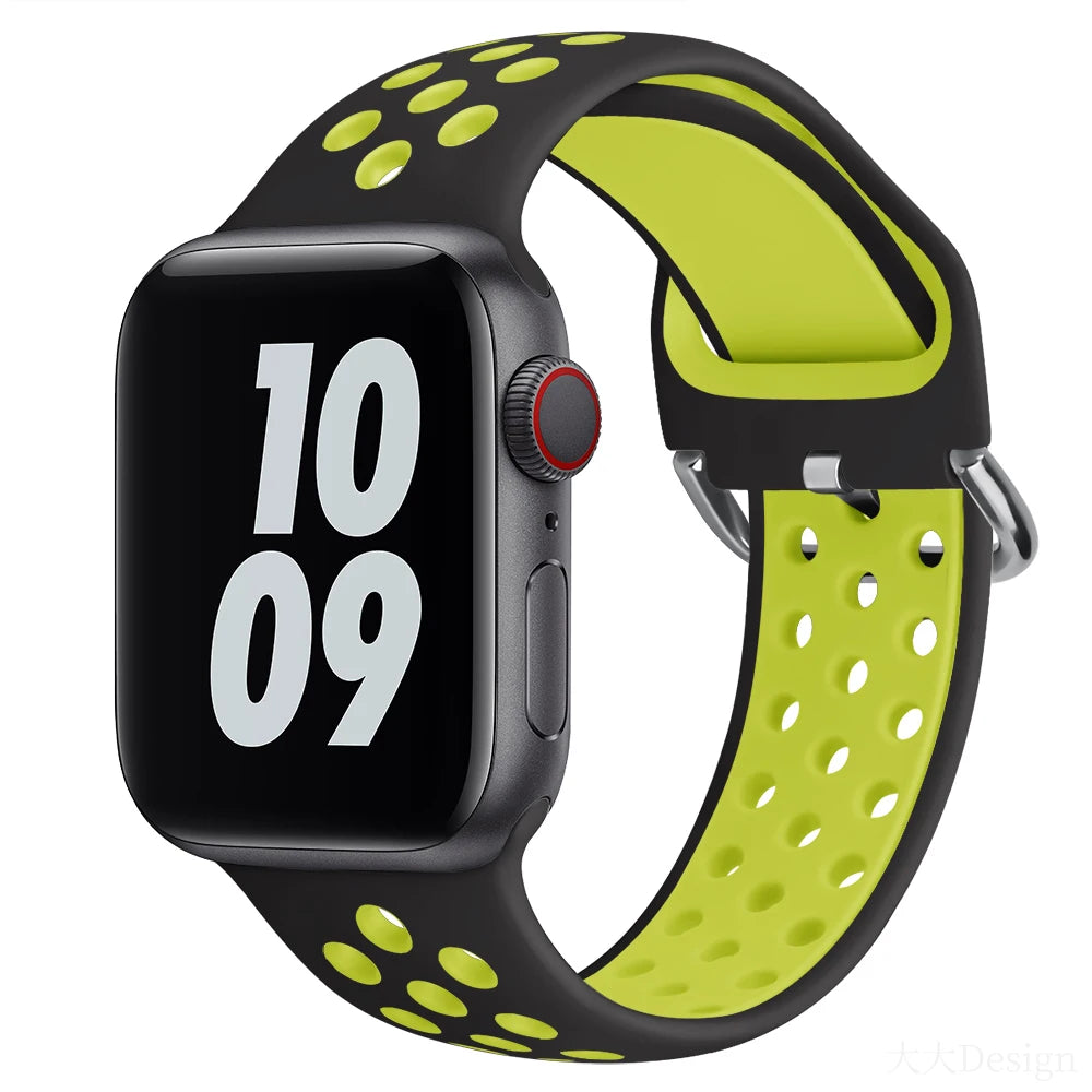 Silicone band For Apple Watch 6 5 4 SE 44mm 40mm 10 9 8 7 41mm 42mm 45mm 46mm Sport wristband Apple Watch Ultra 2 49mm band