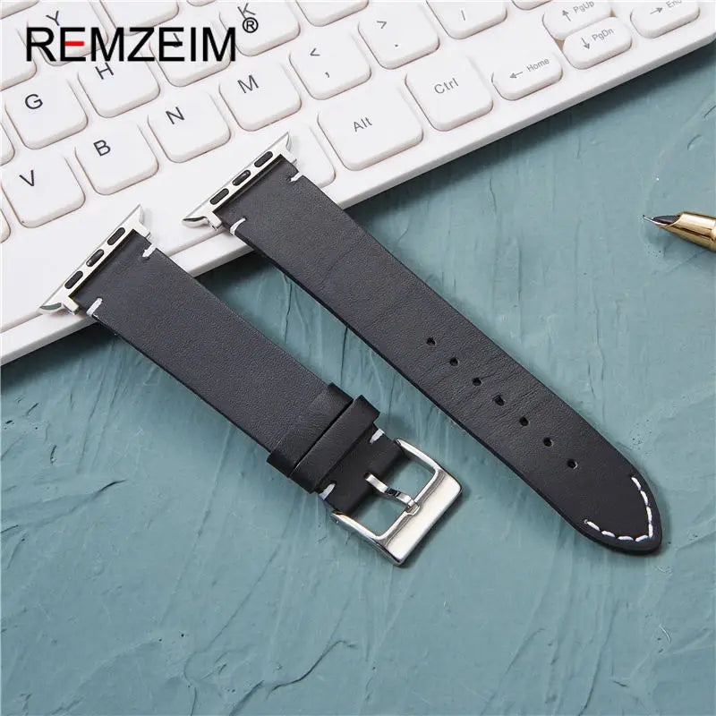 Genuine Cow Leather band for Apple Watch Series Ultra 9 8 7 6 SE 5 4 3 watch band 38mm 40mm 41mm 42mm 44mm 45mm 49mm for Apple Watch