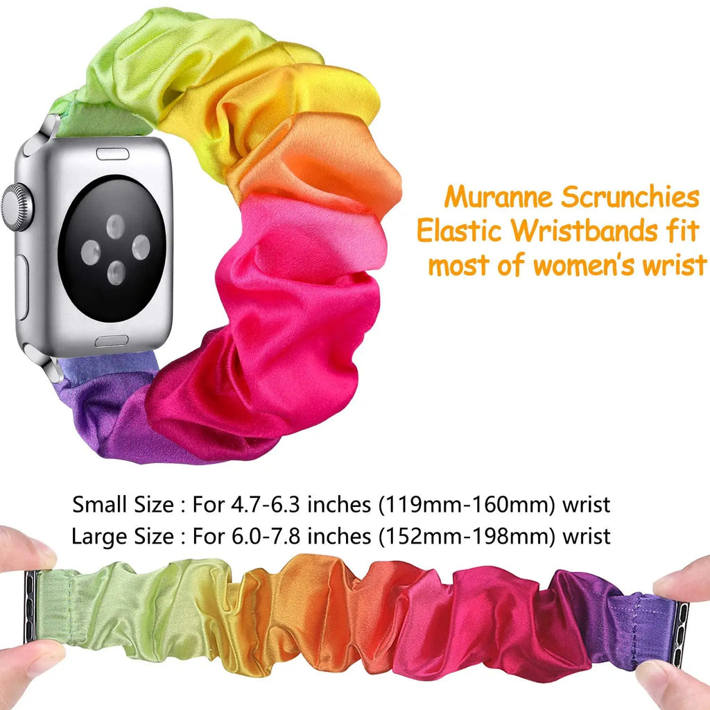 Scrunchie band for Apple Watch band 40mm 44mm 45mm 41mm 49mm 38mm 42mm Elastic Nylon Loop band Apple Watch Series 6 3 SE 7 8 Ultra