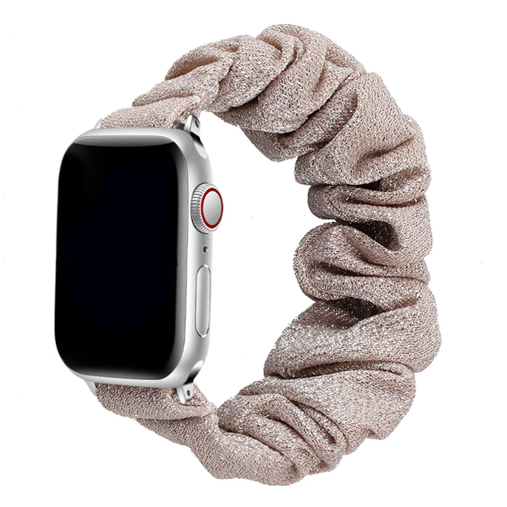 Scrunchie band for Apple Watch band 40mm 44mm 45mm 41mm 49mm 38mm 42mm Elastic Nylon Loop band Apple Watch Series 6 3 SE 7 8 Ultra