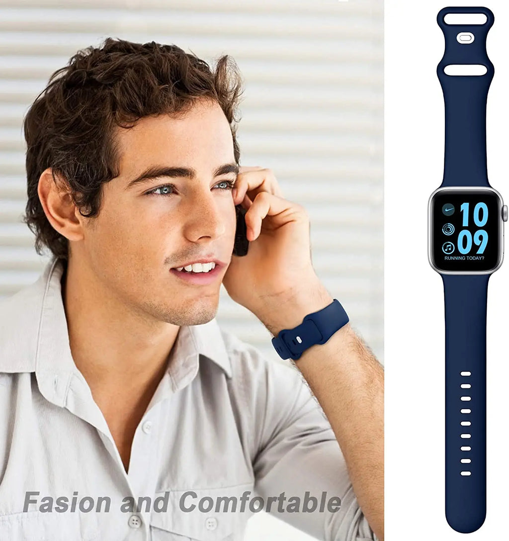 Silicone band For Apple Watch band 40mm 44mm 46mm 45mm 41mm 49mm 38mm 42mm Correa band Apple Watch Series 6 Ultra 2 7 8 9 SE 10 band