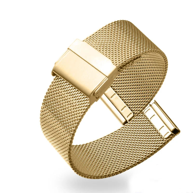 8mm 10mm 12mm 14mm 15mm 16mm 20mm 24mm Stainless Steel Watch Strap Straight End Bracelet Mesh Buckle Milanese Loop Band