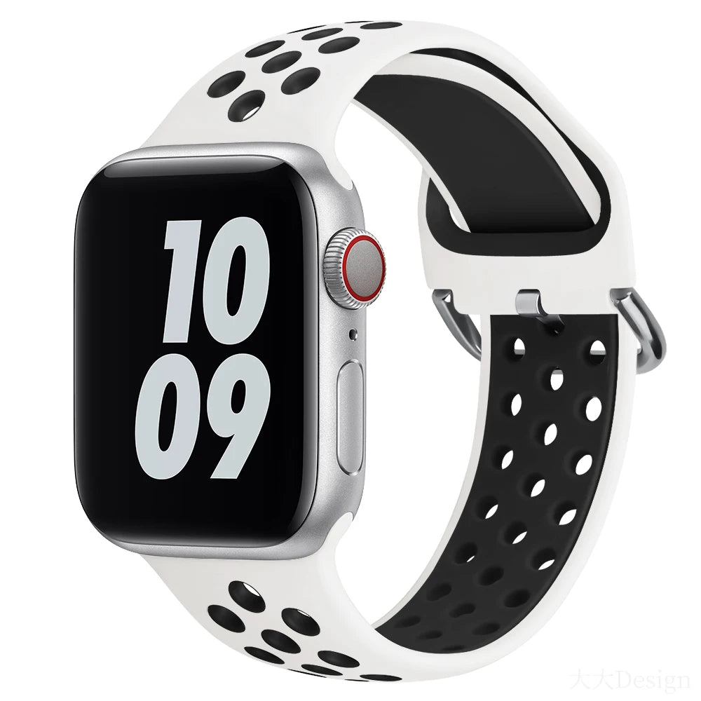 Silicone band For Apple Watch 6 5 4 SE 44mm 40mm 10 9 8 7 41mm 42mm 45mm 46mm Sport wristband Apple Watch Ultra 2 49mm band