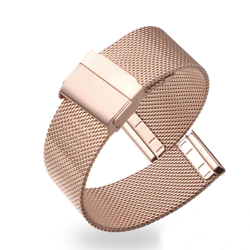 8mm 10mm 12mm 14mm 15mm 16mm 20mm 24mm Stainless Steel Watch Strap Straight End Bracelet Mesh Buckle Milanese Loop Band
