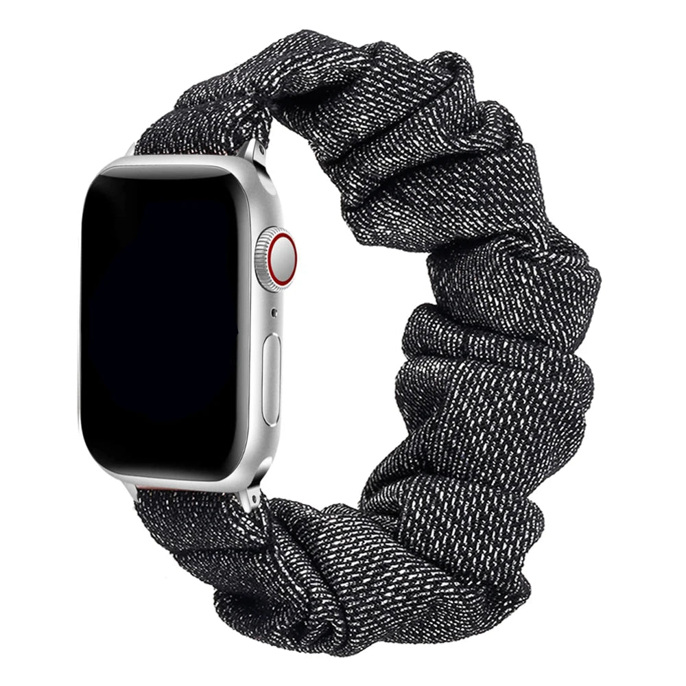 Scrunchie band for Apple Watch band 40mm 44mm 45mm 41mm 49mm 38mm 42mm Elastic Nylon Loop band Apple Watch Series 6 3 SE 7 8 Ultra