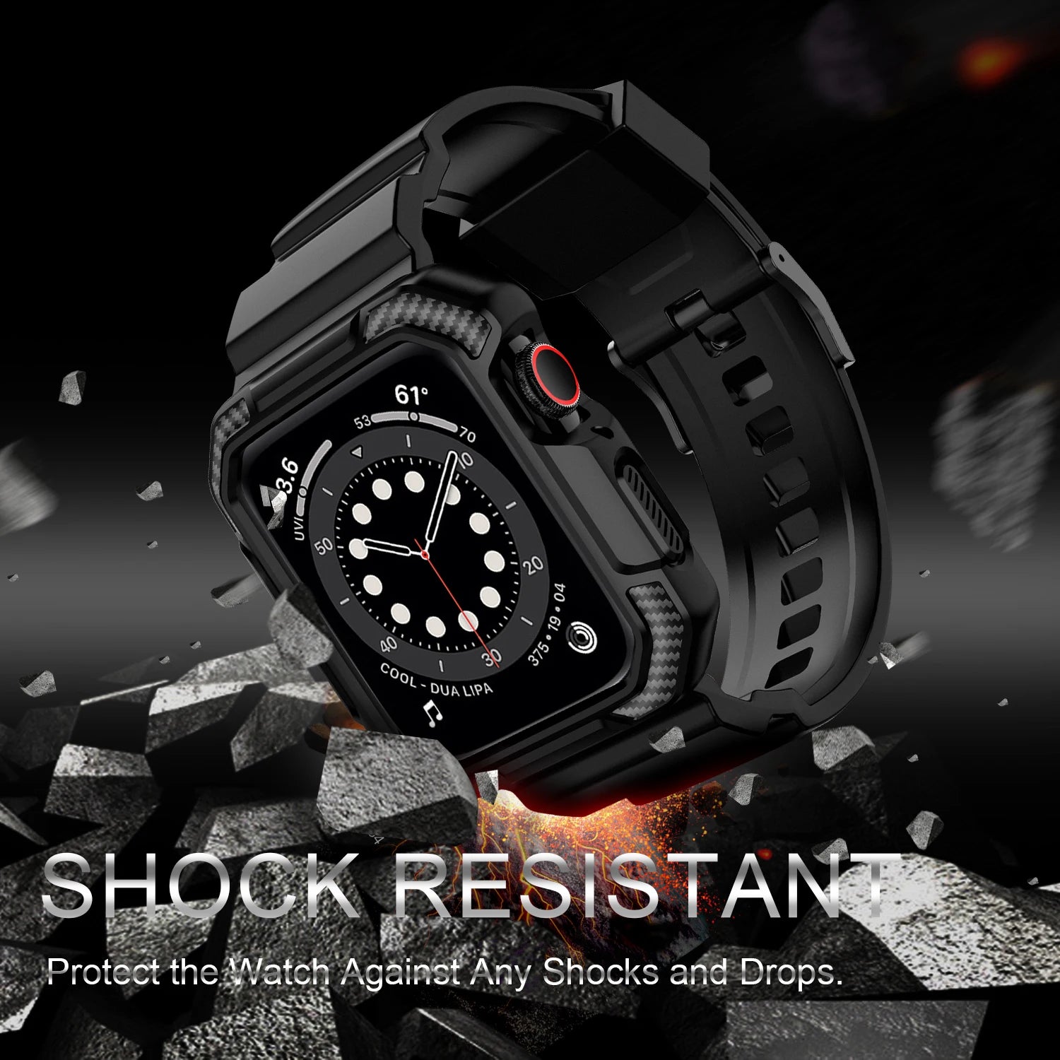 Rugged Armor Pro Designed 44mm 42mm band for Apple Watch band with Case for Apple Watch 44mm 42mm Series 6 SE 5 4