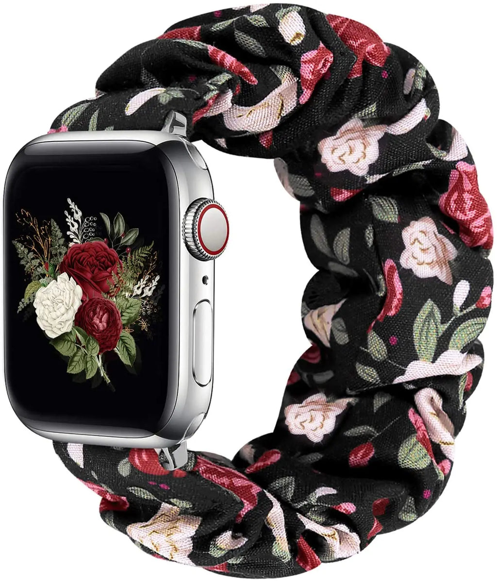 Scrunchie band for Apple Watch band 40mm 44mm 45mm 41mm 49mm 38mm 42mm Elastic Nylon Loop band Apple Watch Series 6 3 SE 7 8 Ultra