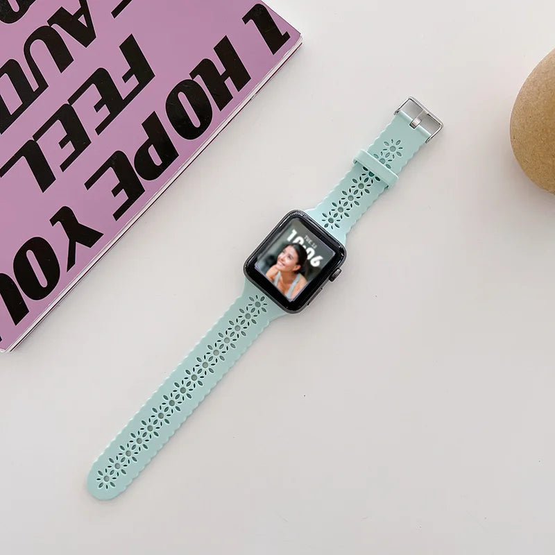 Slim Lace band for Apple Watch band 40mm 44mm 41mm 45mm 38mm 42mm 49mm 45mm Silicone band Apple Watch Series 8 SE 7 6 5 3 Ultra