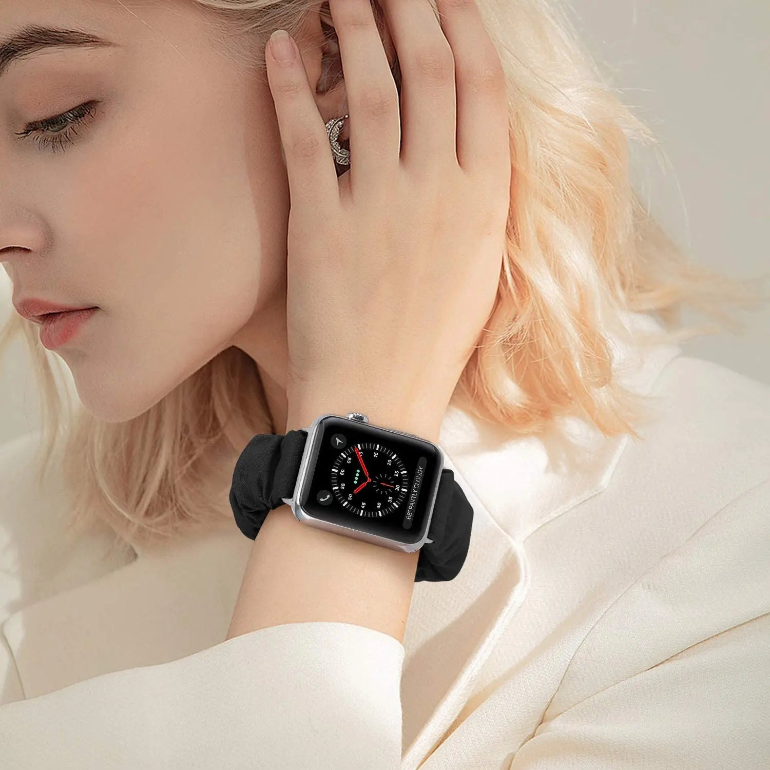 Scrunchie band for Apple Watch band 40mm 44mm 45mm 41mm 49mm 38mm 42mm Elastic Nylon Loop band Apple Watch Series 6 3 SE 7 8 Ultra