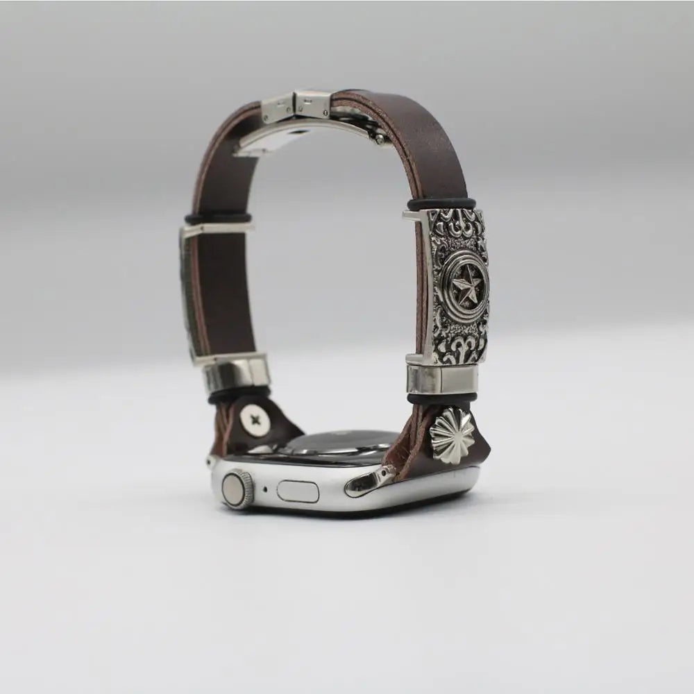 PU Lleather band for Apple Watch 8 7 6 SE 5 4 3 42mm 44mm 38mm 40mm Retro band Accessory for Apple Watch Replacement band