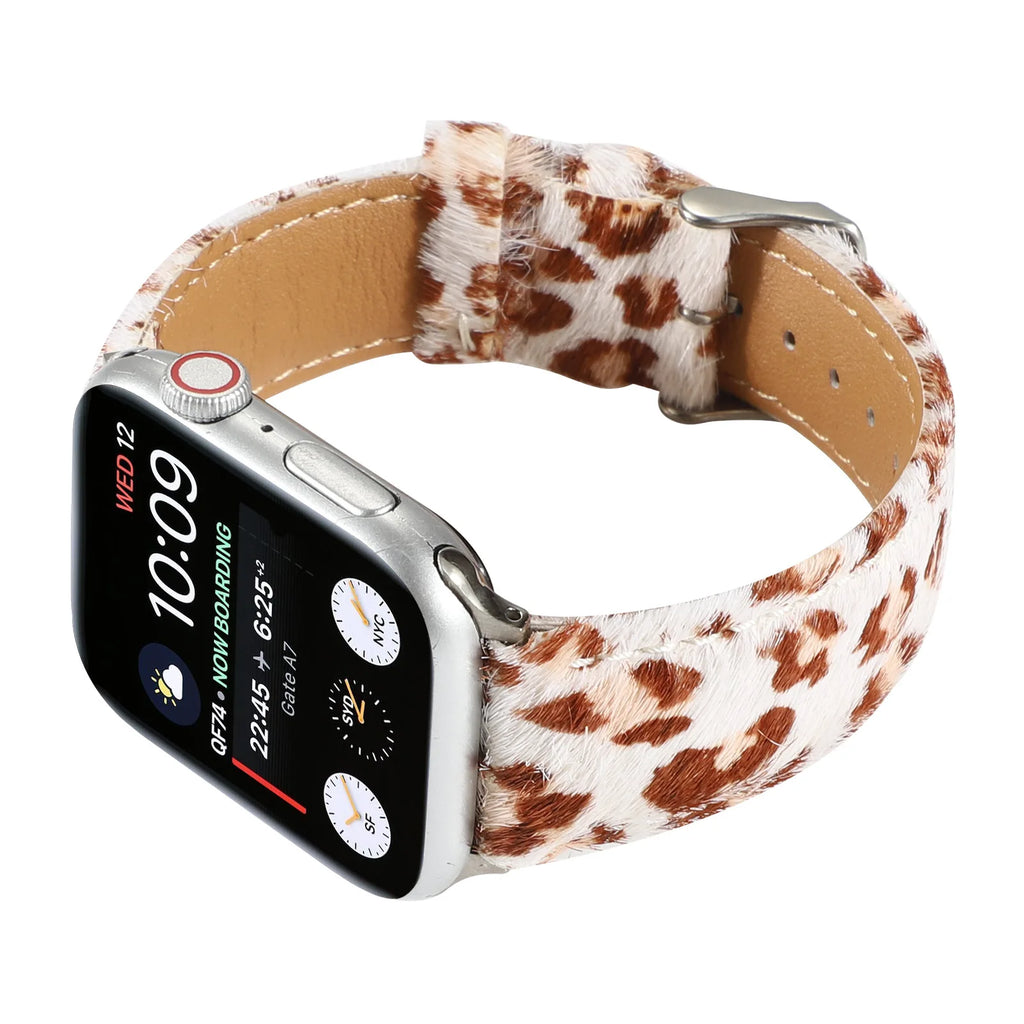 Leopard Horse Hair Leather band For Apple Watch band 40mm 41mm 42mm 44mm 45mm 49mm Apple Watch band Series 4 5 6 7 8 9 SE Ultra