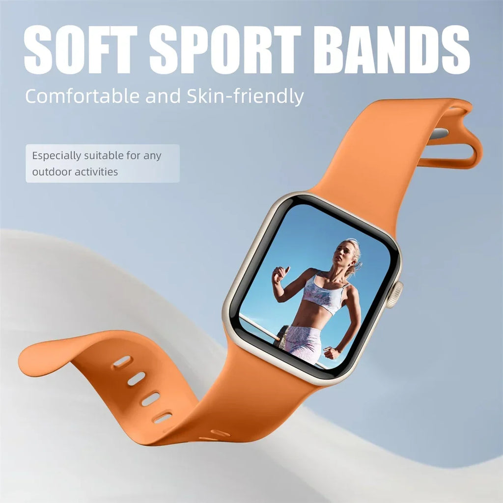 Glass+Case+band For Apple Watch band 44mm 41mm 45mm 40mm 38mm 42mm Silicone band Apple Watch serises 9 8 3 4 5 6 SE 7 watchbands