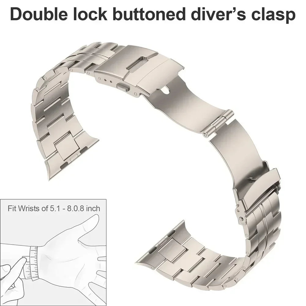 Titanium band for Apple Watch Ultra 2 49mm 45mm 44mm 38mm 41mm band Luxury Men's Style band for Apple Watch SE S10 9 8 7 6 5 4 3