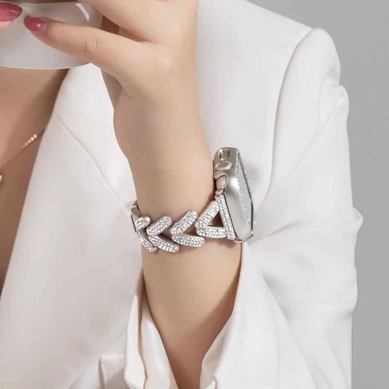 Diamond metal band for Apple Watch 10 band 46mm 42mm 41mm 44mm 49mm 45mm 40mm Women Belt band Apple Watch Series 9 8 7 SE 6 Ultra