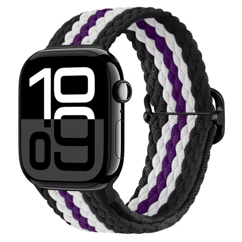 Braided Nylon band For Apple Watch Ultra 49mm 46mm 45mm 44mm 42mm 41mm 40mm Elastic band Apple Watch 11 10 9 8 7 SE 4 5 6 Belt