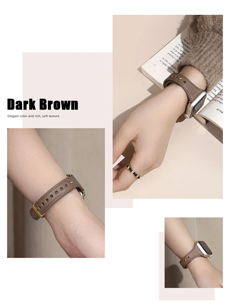 Sheepskin band for Apple Watch 10 band 46mm 42mm 41mm 45mm 40mm 44mm Slim Leather Women band Apple Watch Series 8 7 SE 6 5 Belt