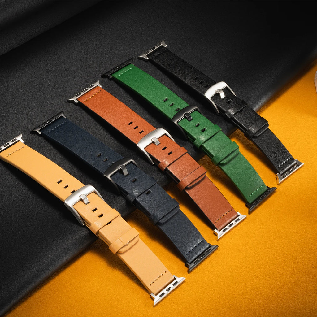 Leather band for Apple Watch Ultra 2 band 49mm S10 46mm 9 8 7 45mm 41mm High Quality band for Apple Watch Series 6 SE 5 4 44mm 40mm