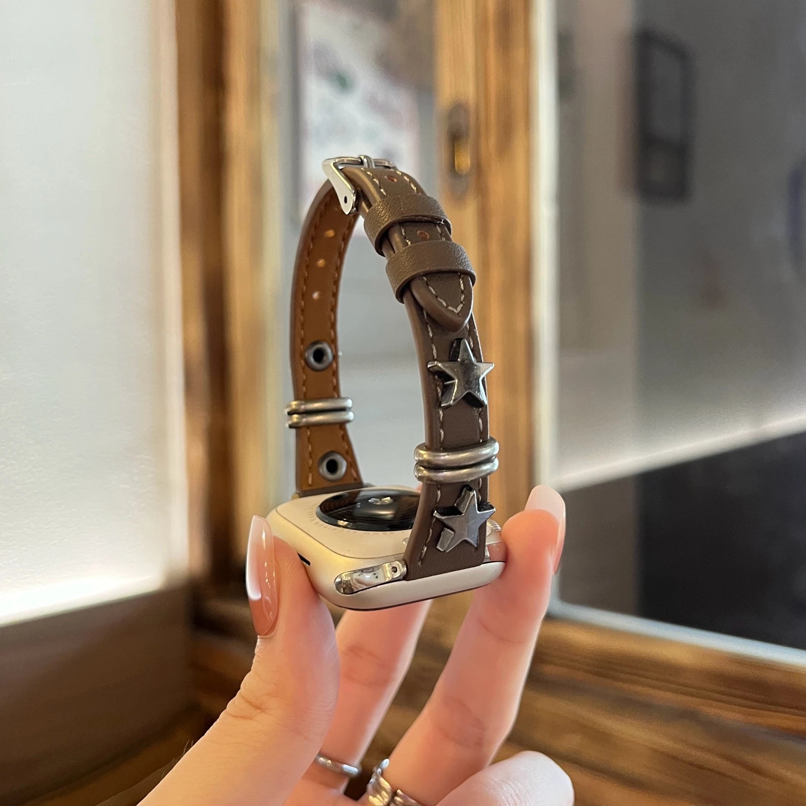 Slim star For Apple Watch band women Ultra 11 10 9 8 7 6 5 4 3 2 1 SE 38mm 40mm 41mm 42mm 44mm 45mm 46mm Leather Loop