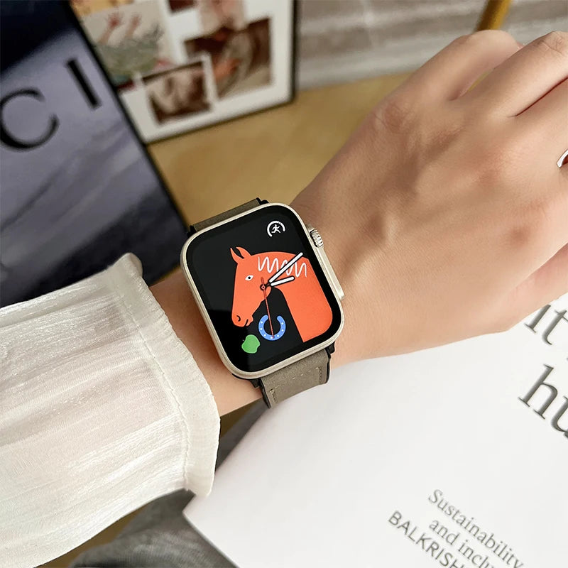 Leather band for Apple Watch band 44mm 42mm 46mm 45mm 41mm Silicone Magnetic band Apple Watch Series 10 9 8 7 6 SE 5 Ultra 49mm