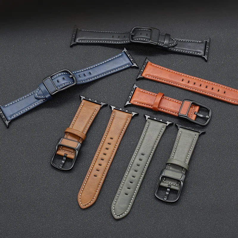 PU Leather band For Apple Watch band 44mm 45mm 41mm 40mm 42mm 46mm correa band Apple Watch Series 4 5 6 SE 7 8 9 10 Ultra 2 49mm