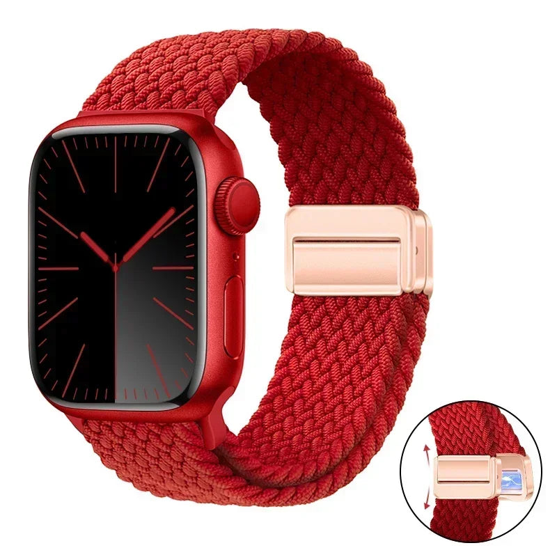 Magnetic Braided band For Apple Watch band 46mm 42mm 45mm 41mm 44mm 40mm Ultra 2 49mm Nylon band Apple Watch 10 9 8 7 6 5 4 SE