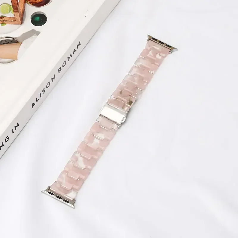 Luxury Resin band for Apple Watch Ultra 2 band 49mm 45mm 41mm 40mm 44mm 38mm 42mm Link band Apple Watch Series 9 7 8 6 SE 5 4 3