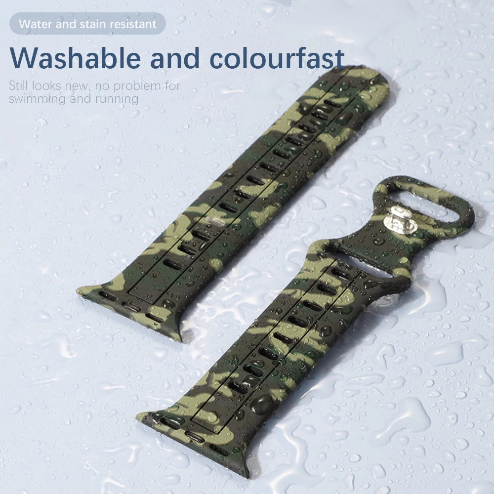 Silicone band For Apple Watch band 49mm 45mm 41mm 44mm 40mm 42mm 38mm 45mm Camouflage band Apple Watch Series Ultra 8 SE 7 6 5