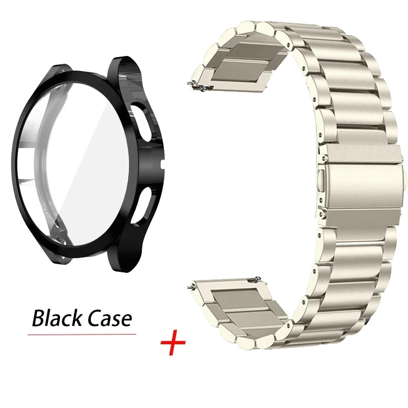 Strap+Screen Case Protector For Samsung Galaxy Watch 7 6 5 4 40mm 44mm Band Cover For Samsung Galaxy Watch 7 44mm Metal Bracelet
