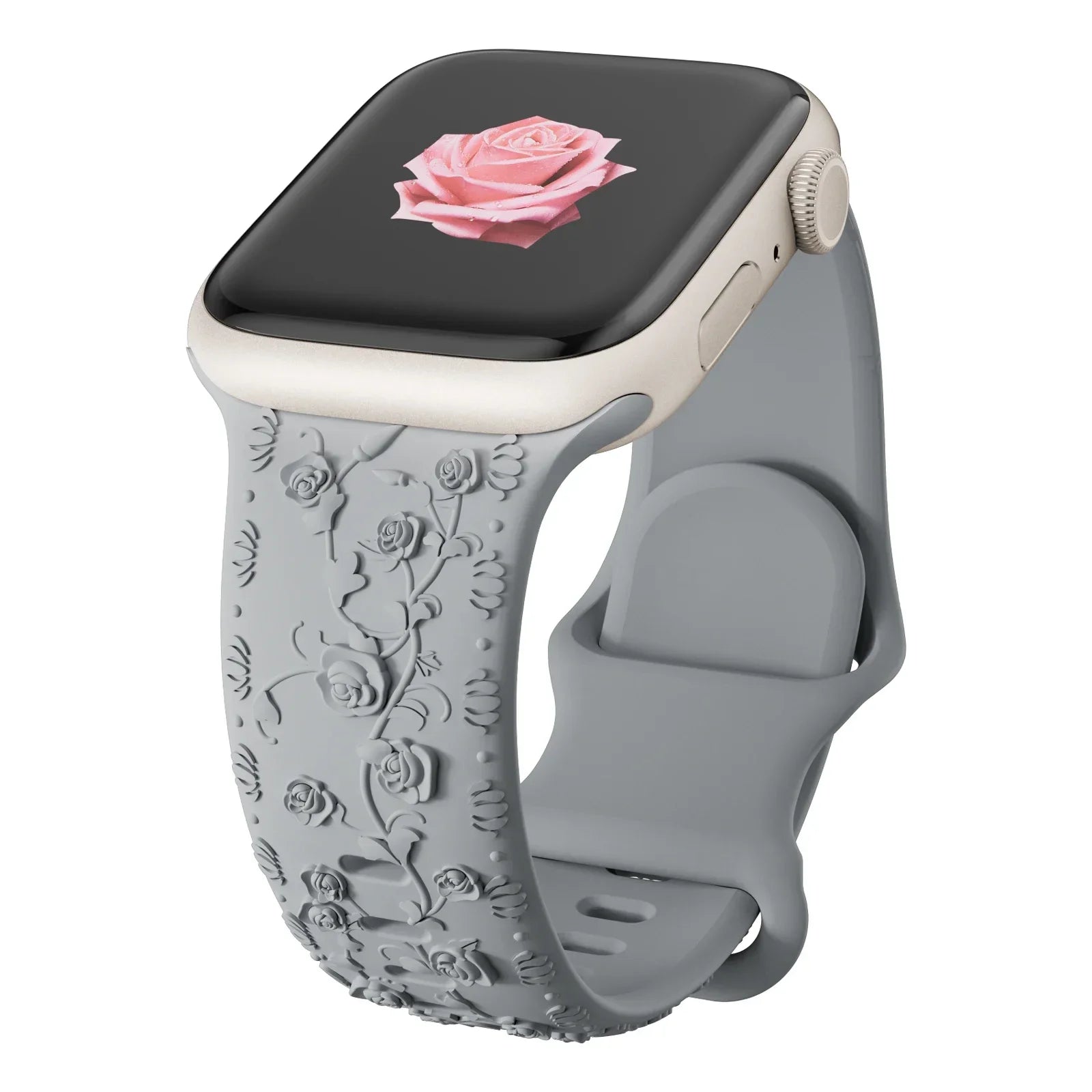 Engraved band for Apple Watch band 46mm 44mm 40mm 49mm 45mm 41mm 42mm Floral Silicone Correas Apple Watch Ultra 2 Series 10 9 8 7 6 SE 5