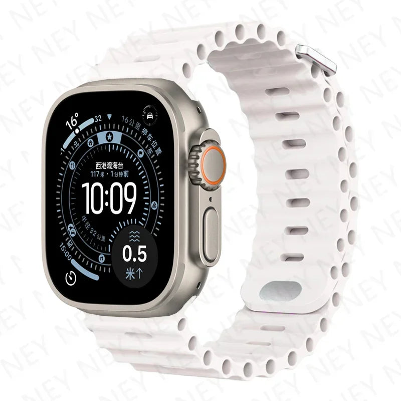 Silicone Ocean band for Apple Watch band Series Ultra 9 8 7 6 5 11 10 SE Apple Watch band 42mm 44mm 45mm 49mm 40mm 41mm 46mm band