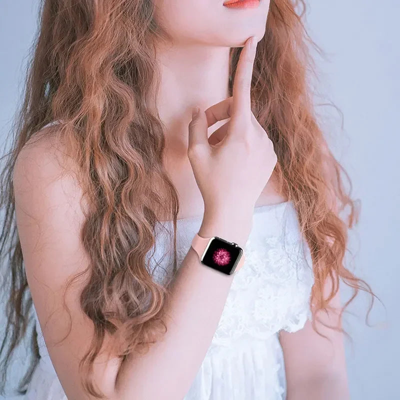 Slim band for Apple Watch band 44mm 40mm 38mm 42mm Ultra 49mm Silicone band correa Apple Watch Series 6 SE 5 4 3 7 8 45mm 41mm