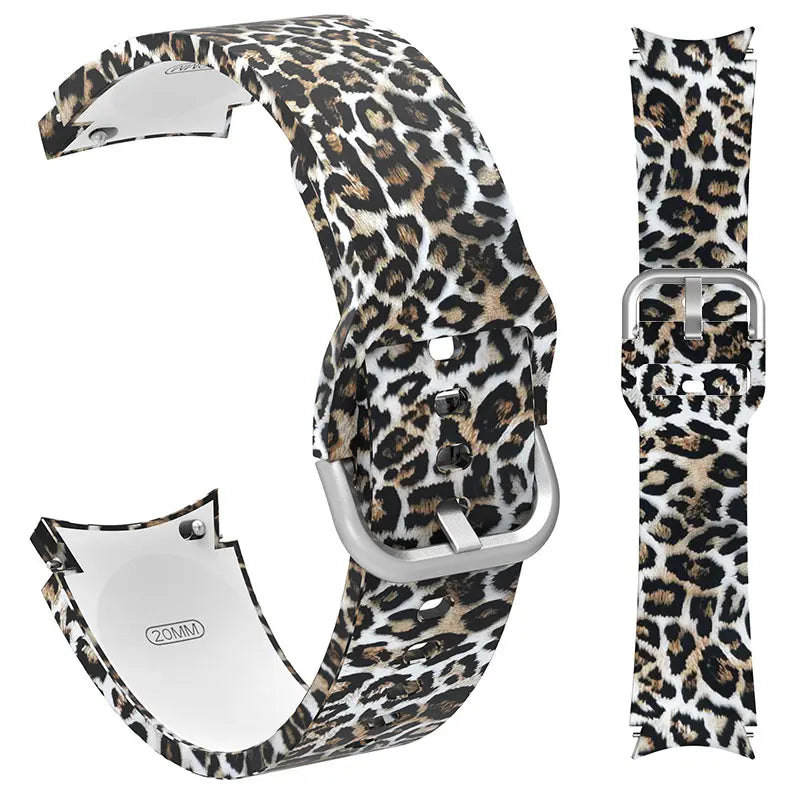 Leopard Printed Strap For Samsung Galaxy 4/5 40mm 44mm 5 Pro 45mm Silicone Bracelet For Watch 4 Classic 42mm 46mm Watchband+Case