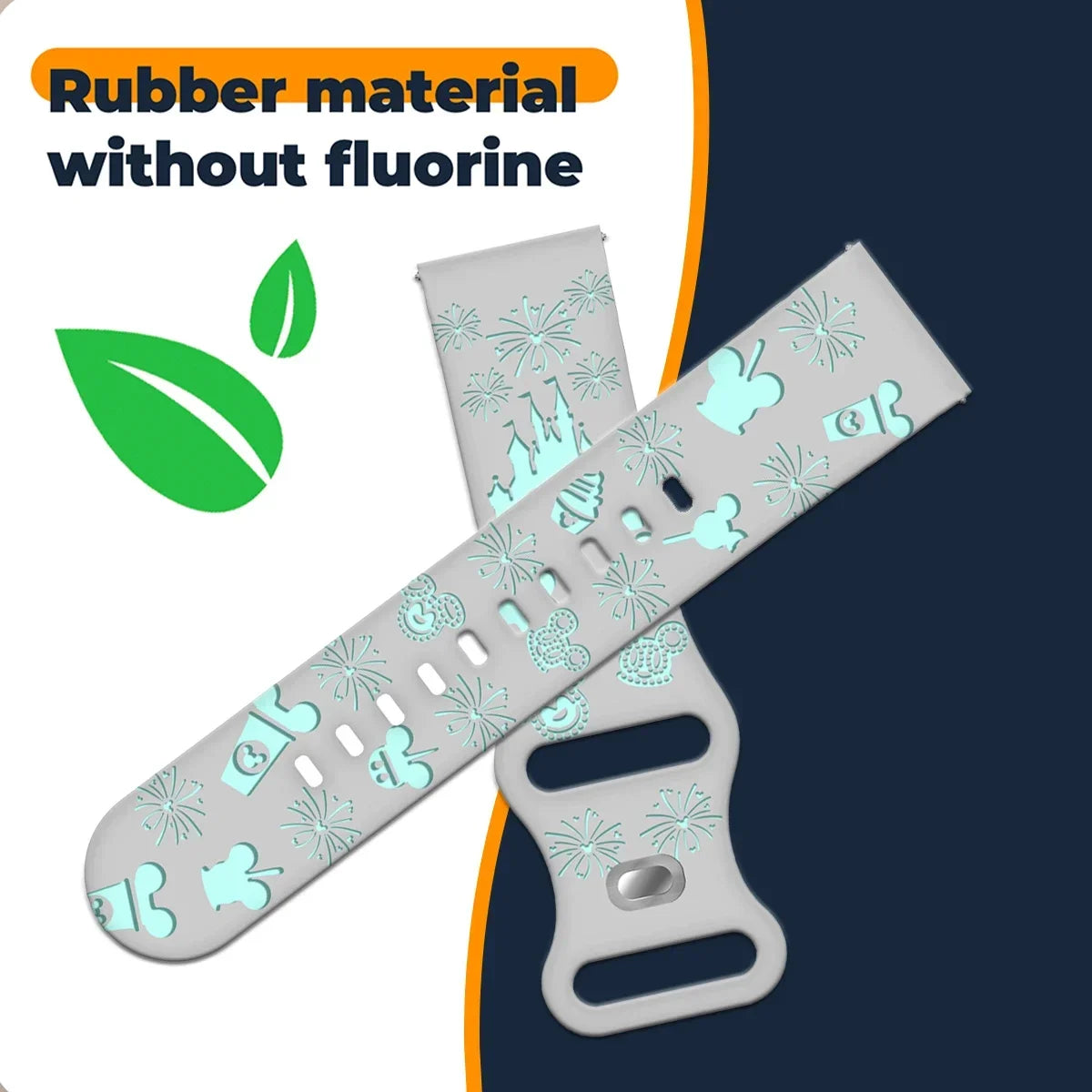 20mm Castle Floral Engraved Band for Samsung Galaxy Watch 7 6 5 4 40/44mm Silicone Cute Strap for Watch 6Classic 47mm 5Pro 45mm