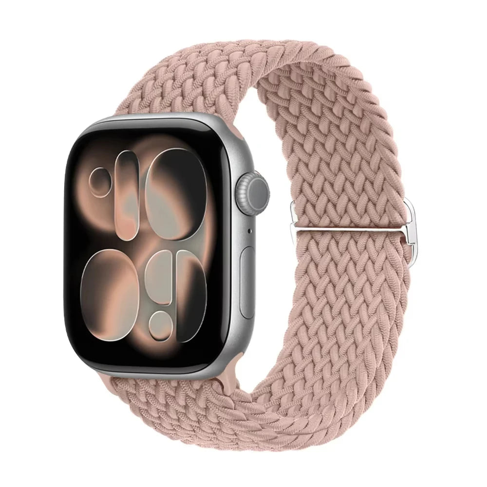 Braided band For Apple Watch band 44mm 45mm 49mm 46mm 40mm 41mm 38mm Elastic Adjustable Nylon band Apple Watch Series 11 10 9 8 SE 7 Ultra3