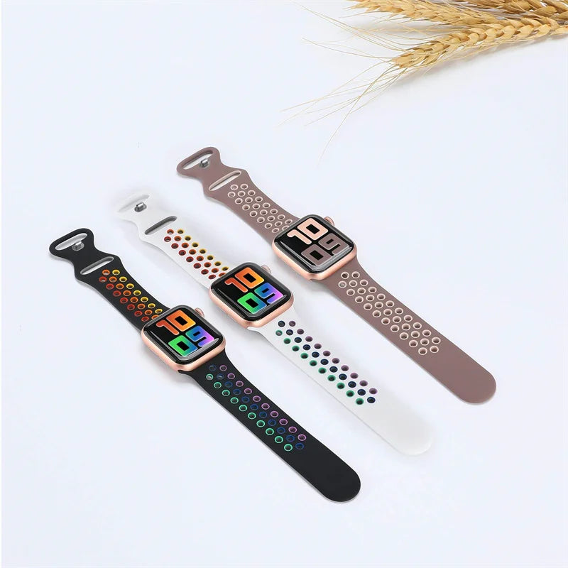 Sport band for Apple Watch band 44mm 40mm 42mm 38mm 41mm 45mm Air hole Silicone band Apple Watch Series 9 8 7 6 SE 5 Ultra 2 49mm