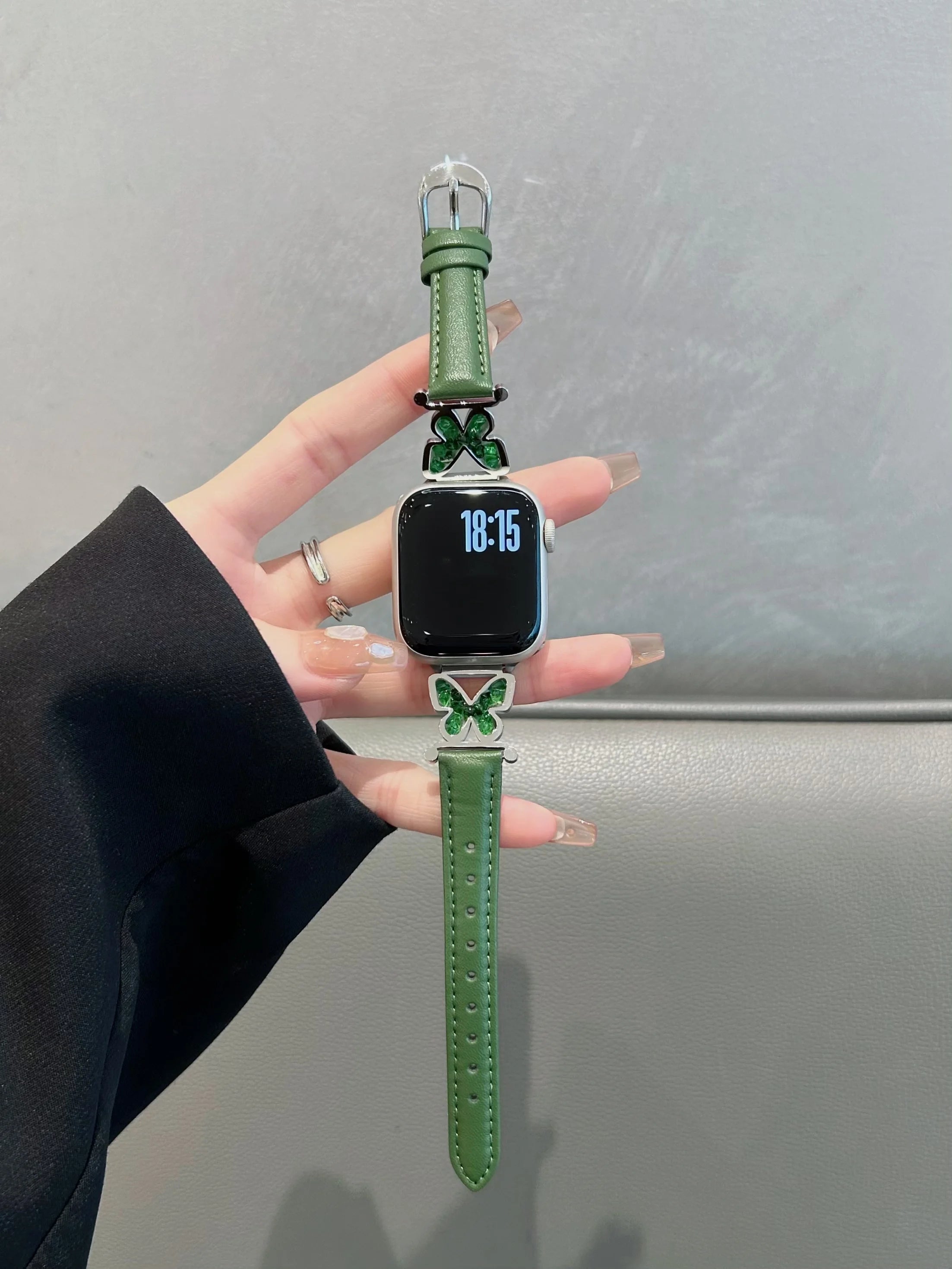 Metal Bear leather loop For Apple Watch band women 11 10 9 8 7 6 5 4 3 SE 38mm 40mm 41mm 42mm 44mm 45mm 46mm 49mm band