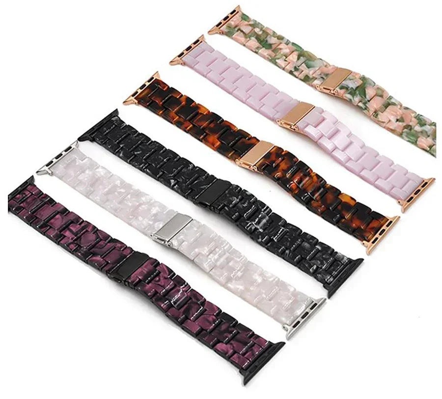 Luxury Resin band for Apple Watch Ultra 2 band 49mm 45mm 41mm 40mm 44mm 38mm 42mm Link band Apple Watch Series 9 7 8 6 SE 5 4 3