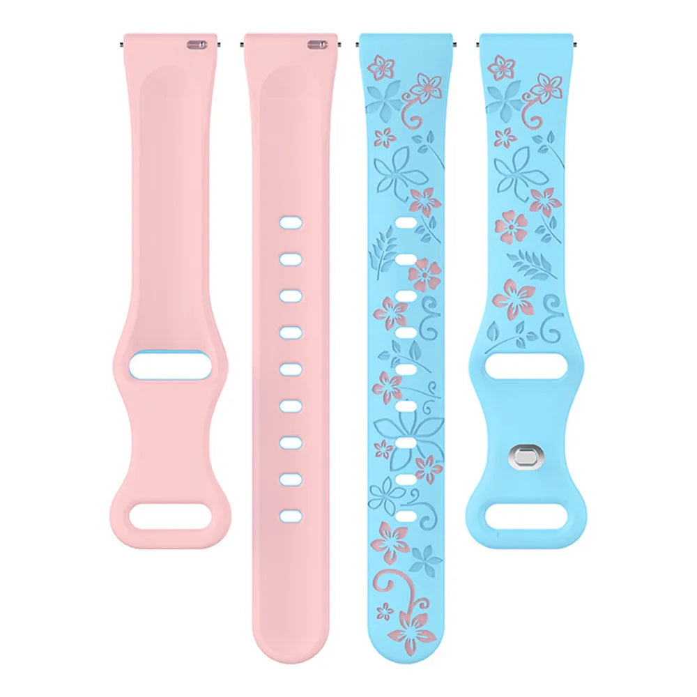 18mm 20 22mm Women Silicone Engraved Bracelet for Huawei GT5/GT4 41mm GT5Pro 46mm Band for Samsung Galaxy FE 7 6 40mm 44mm Strap