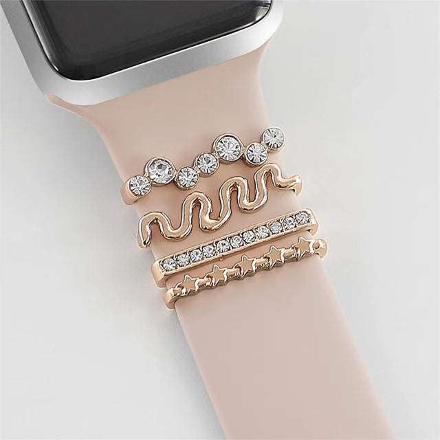 Decoration For Apple Watch band Series 8 7 6 5 4 SE 9 Accessories Diamond Jewelry Charms for Samsung Huawei watch fit 3 band