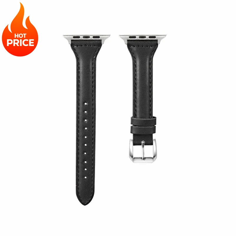 Slim Leather band For Apple Watch band 44mm 40mm 41mm 45mm 44mm band aple watch Series 10 11 46mm 42mm band Ultra 2 3 49mm