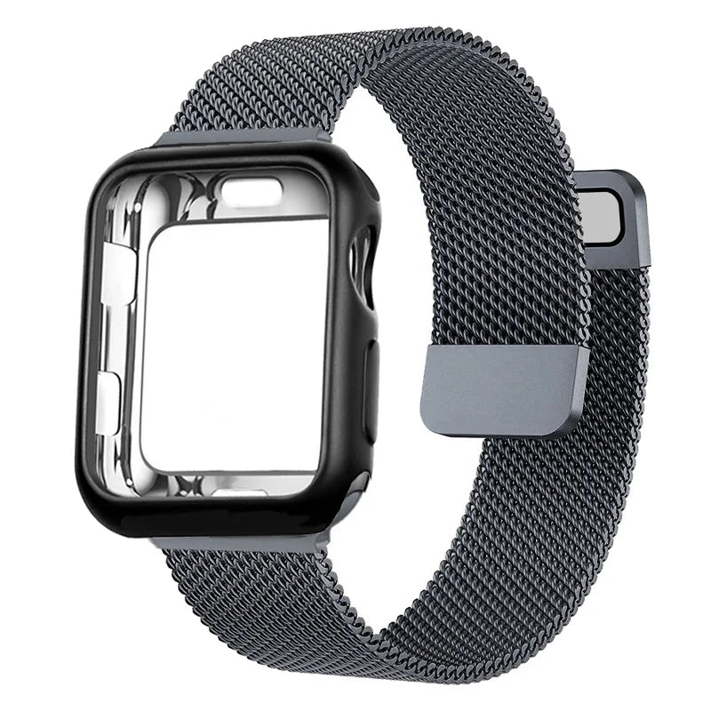 Milanese Case+band for Apple Watch band 9 8 7 6 SE 5 4 49mm 45mm 41mm 40mm 44mm 42mm watch band For Apple Watch Series 10 Correa 46mm