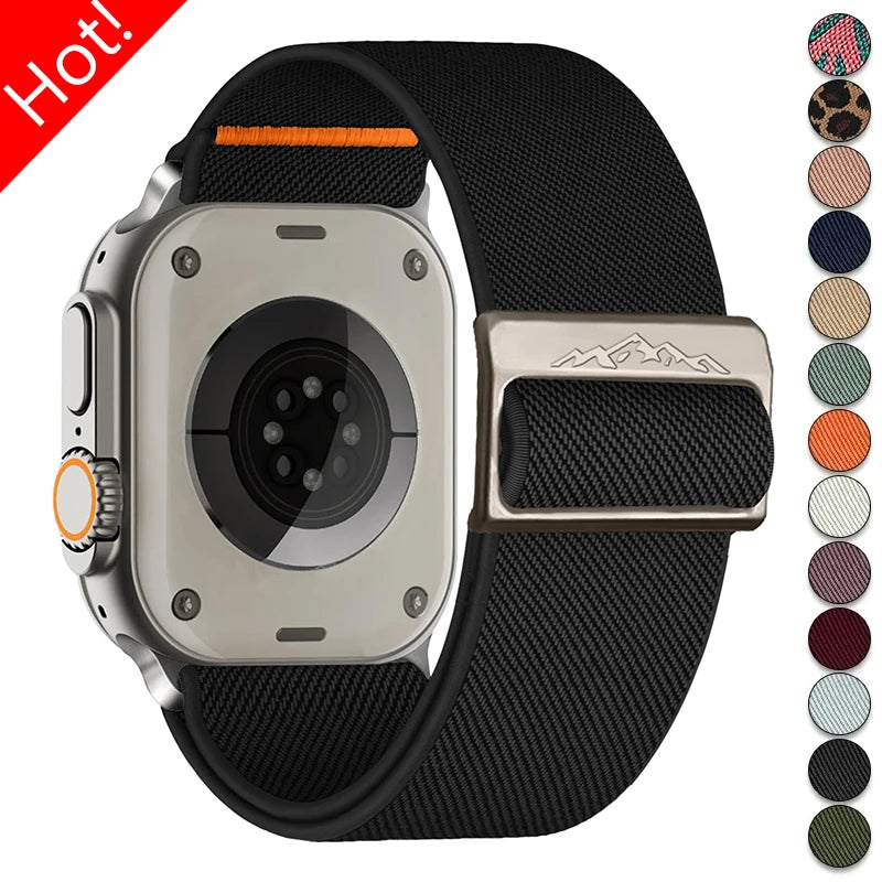 Nylon Elastic band for Apple Watch band Ultra 3 2 49mm 11 10 46mm 42mm 45mm 44mm 41mm band for Apple Watch 9 8 7 6 SE 5 4 Correa