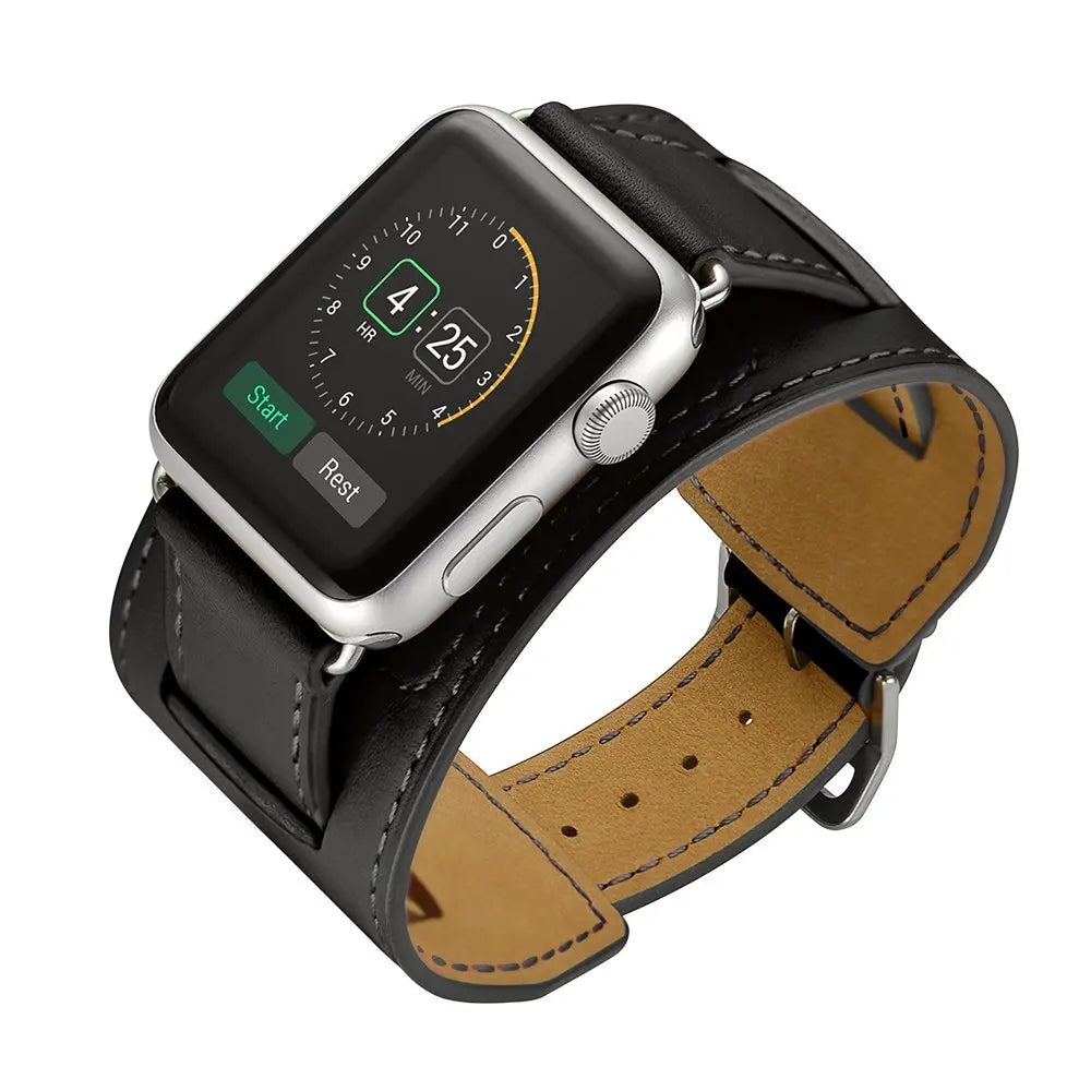 Cuff band for Apple Watch band 44mm 45mm 40mm 49mm 41mm 42mm 38mm Leather watch band Apple Watch Series 9 8 7 5 SE 6 Ultra 2 band