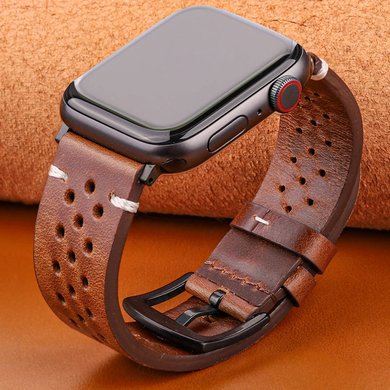 Genuine Leather band For Apple Watch band Serie 7 6 5 4 SE band 44mm 45mm 40mm 41mm 42mm 49mm Women Men Apple Watch Watchband