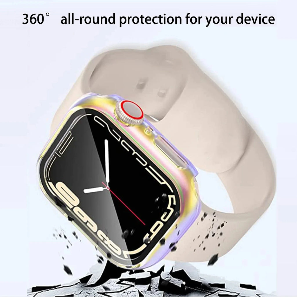 PC Colorful Watch Case Built in Tempered Glass for Apple Watch 45mm 40mm 44mm 41mm Apple Watch Series 9 8 7 6 SE 5 Coverage Cover