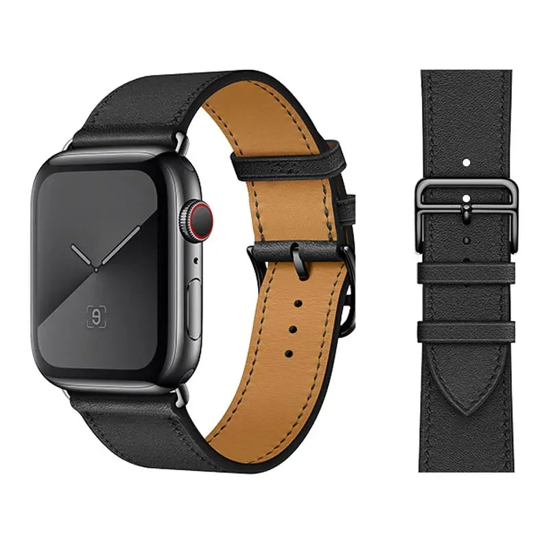 Leather band For Apple Watch Ultra 2 49mm 9 8 7 45mm 41mm High quality business wristband For Apple Watch 6 5 4 3 SE 44mm 40mm 42mm