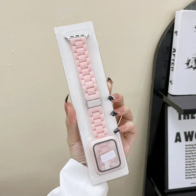 Watch band+Case+glass For Apple Watch band 44mm 40mm 38mm 42mm Candy band Apple Watch Ultra 2 49mm serie 9 8 7 6 5 4 3 SE 41mm 45mm