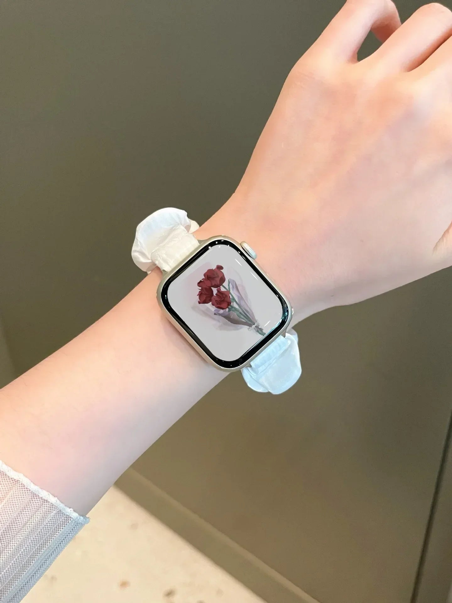 Compatible for Apple Watch band Scrunchie 38mm 40mm 41mm 42mm 44mm 45mm Cute Elastic Solo Loop band Women band